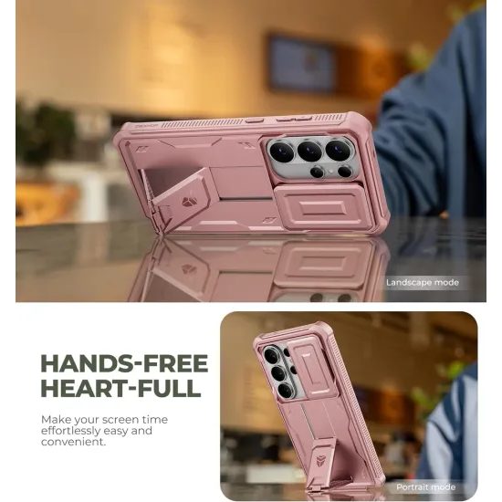 Dexnor 360 Kickstand Camprotector θήκη Samsung Galaxy S26 Ultra, ροζ