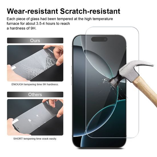 JP Long Pack Προστατευτικά Γυαλιά Οθόνης, 3 γυαλιά για τηλέφωνο με εφαρμογέα, iPhone 16 Pro