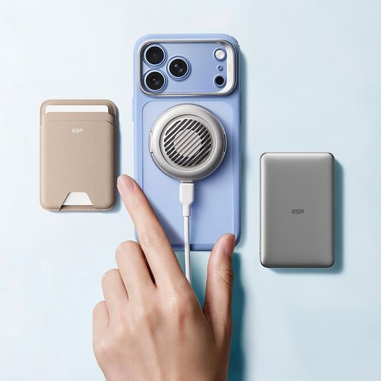 iPhone 17 Pro / 18 Pro vāciņš – ESR Classic Hybrid HaloLock Kickstand ar statīvu – gaiši zils