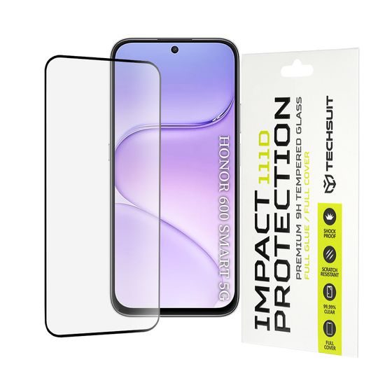 Honor 600 Smart kaitseklaas – Techsuit 111D karastatud klaas – must
