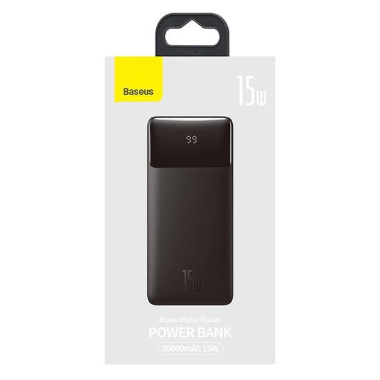 Baseus Bipow PowerBank 20000mAh, 2x USB, USB-C, 15W, fekete