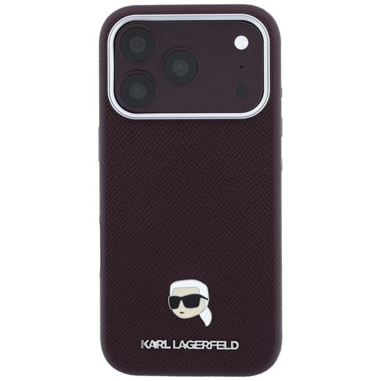 Karl Lagerfeld Grained Leather KH Metal MagSafe ümbris iPhone 17 Pro / 18 Pro – burgundia