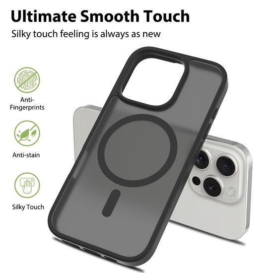 iPhone 16 Pro ümbris – JP MagFit Colour MagSafe N52 magnetiga – must