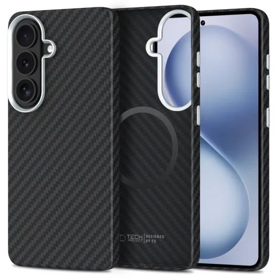 Tech-Protect Ion Carbon MagSafe, Samsung Galaxy S26, μαύρο-ασημί