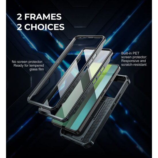 Dexnor 360 Kickstand Camprotector θήκη Xiaomi Redmi Note 13 Pro 5G / Poco X6, μαύρη