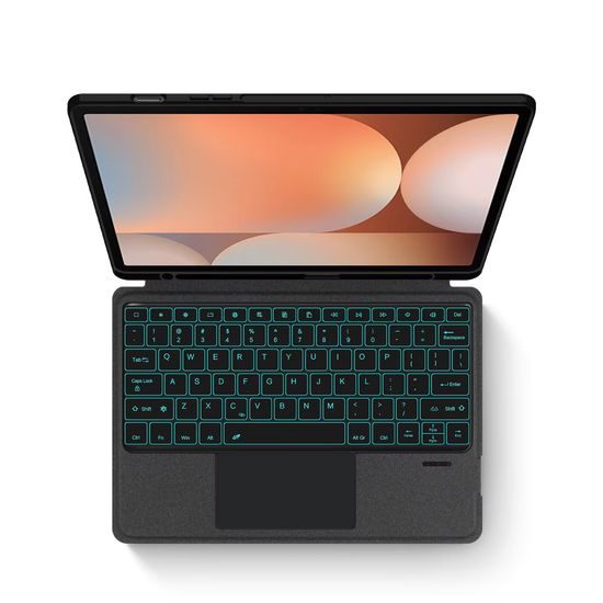 JP Magnetno etui z odstranljivo Bluetooth tipkovnico, touchpadom, osvetlitvijo, vrtljivim stojalom in držalom za stylus, Samsung Galaxy Tab S10 FE+, črno