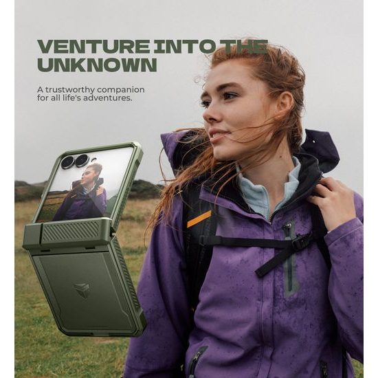 Dexnor 360 Kickstand obal Samsung Galaxy Z Flip 7, zelený