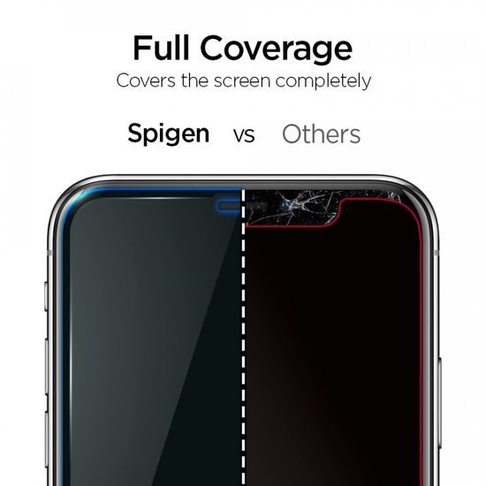 Spigen Full Cover Glass FC Folie de sticlă securizată, iPhone 11 Pro Max, neagră
