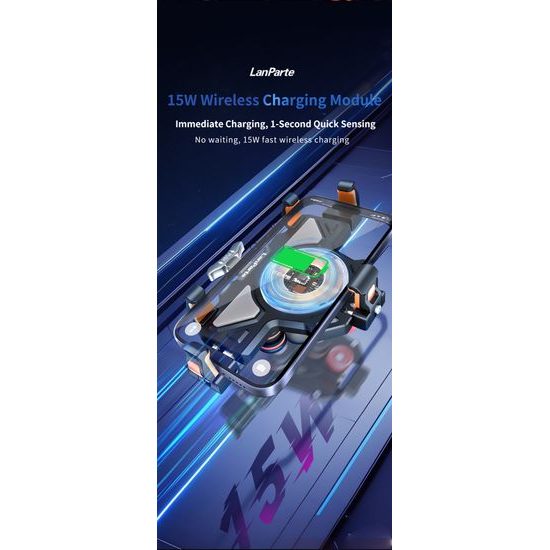 LanParte UBA-MC Motorrad Handyhalterung mit 15W kabellosem Laden - Smartphone Halterung mit Vibrationsdämpfung