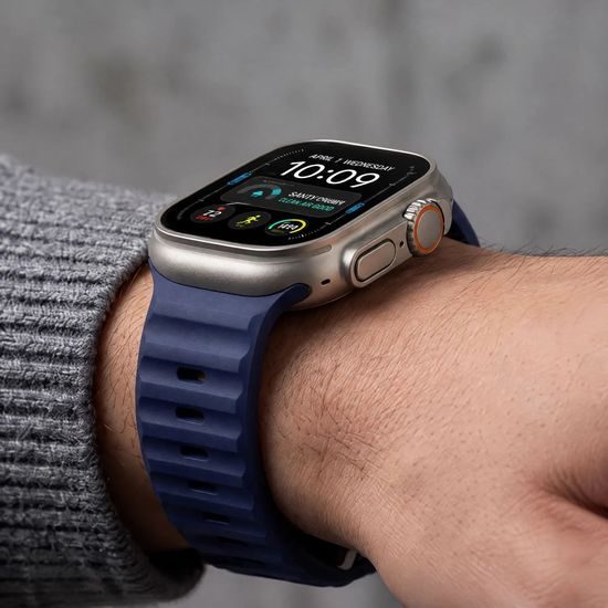 Tech-Protect Silicone Line řemínek, Apple Watch 8 / 9 / 10 / 11 / 12 / SE / Ultra (44 / 45 / 46 / 49 mm), modrý