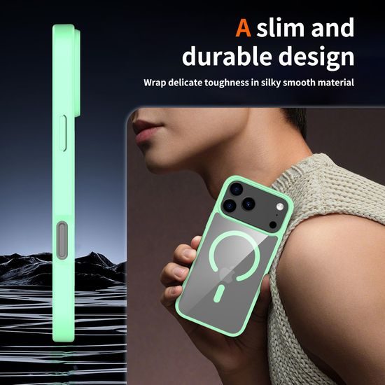 JP MagFit Clear MagSafe θήκη με μαγνήτη N52, iPhone 17 Pro Max, πράσινη