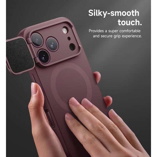 Husă Suritch MagSafe cu Suport și Protecție Cameră iPhone 17 Pro Max / 18 Pro Max, vișinie