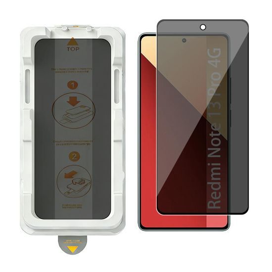 Wency Magic Box Privacy 5D Σκληρυμένο Γυαλί με Εύκολη Εφαρμογή, Xiaomi Redmi Note 13 Pro 4G, μαύρο