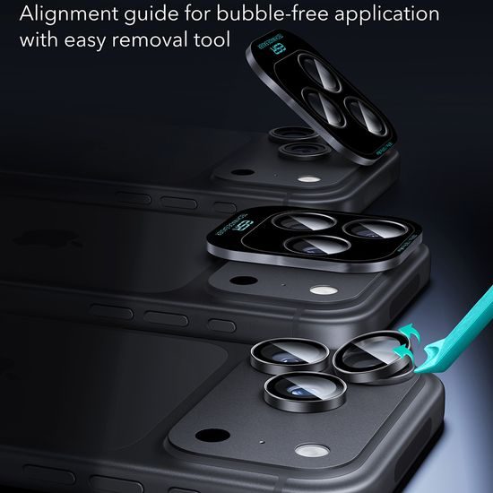 iPhone 18 Pro / 18 Pro Max kameras aizsargstikls – ESR Armorite komplekts 2 gab. – melns