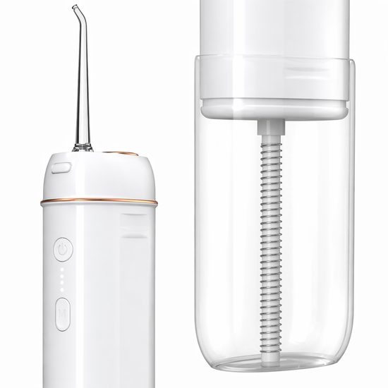 Draagbare Monddouche W8 met 4 Modi, 190 ml, IPX7, 1400 mAh, 4 Opzetstukken, Wit