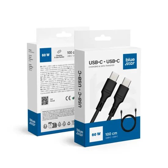 BlueStar kábel USB-C - USB-C 1 m, 60W, čierny