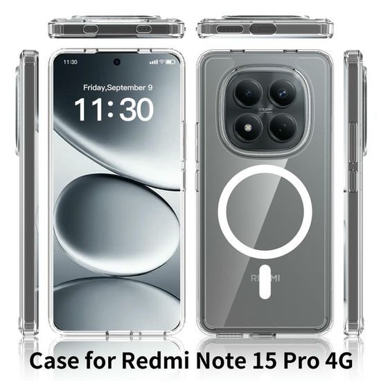 Magsafe Clear obal, Xiaomi Redmi Note 15 Pro 4G, průhledný