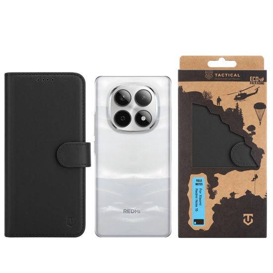 Xiaomi Redmi Note 15 4G / 5G Hoesje - Tactical Field Notes - met Magnetische Sluiting & Standaard - Zwart