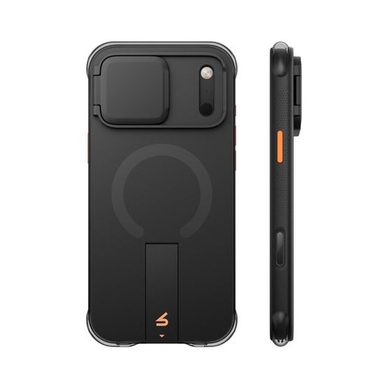 Husă Suritch AirBounce Bumper MagSafe Kickstand CamProtector, iPhone 17 Pro Max / 18 Pro Max, negru