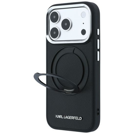 Karl Lagerfeld Ring Stand 360 Saffiano MagSafe ümbris iPhone 17 Pro / 18 Pro – must