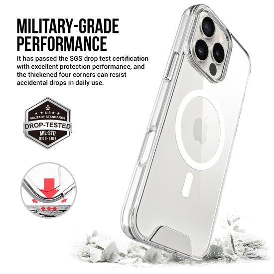 JP MagFit MagSafe θήκη με πιστοποίηση 1.2M SGS, iPhone 16 Pro, διάφανη