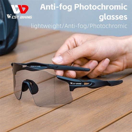 West Biking Fahrradbrille Photochromatisch für Radsport - Anti-Fog UV400 Sportbrille - Schwarz