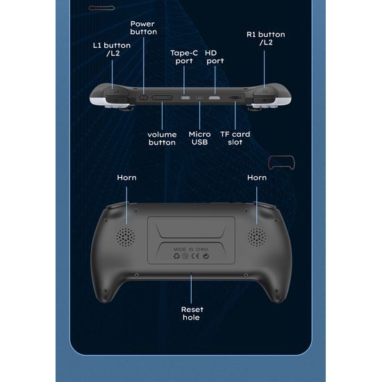 Project X Φορητή κονσόλα παιχνιδιών με οθόνη 4,3" HD IPS, λευκή