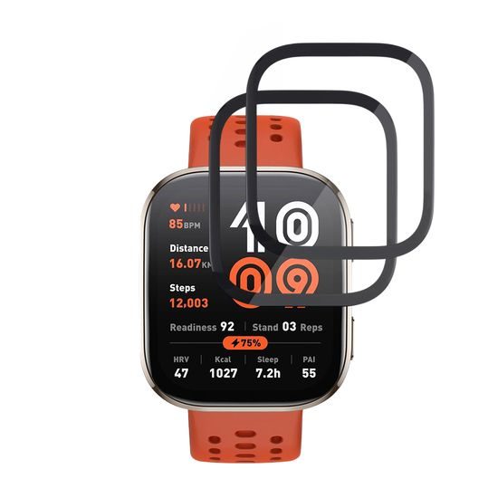 Techsuit Nano Flex Displayschutzfolie für Amazfit Bip 6 - Flexible PMMA Schutzfolie - 2 Stück - Schwarz