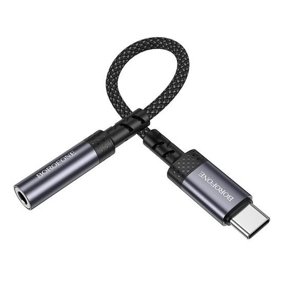 Borofone Audio Adapter (BV24) USB-C auf 3,5mm Klinke für moderne Smartphones - DAC Chip - 15 cm - Grau