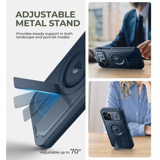 Custodia Dexnor MagSafe 360 Kickstand Camprotector iPhone 12 / 12 Pro, blu