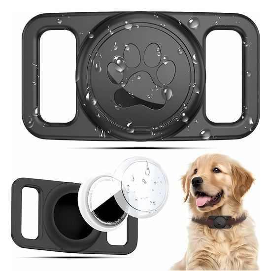 Techsuit BuddyGuard (DG1) Halsband Houder voor Apple AirTag - Zwart