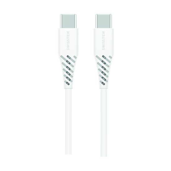 Cablu de date Swissten TPE, USB-C / USB-C, 5A (100W), 1,5 m, alb