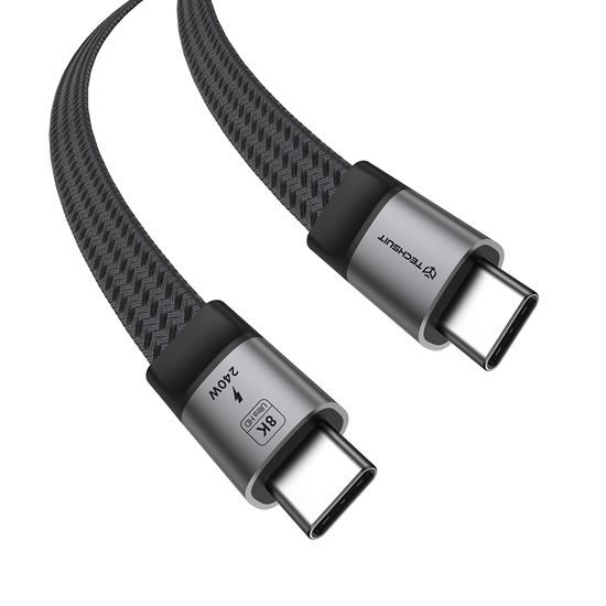Techsuit Premium datu kabelis ElysiumSync Pro (CX1) USB-C uz USB-C, PD 240 W, 1 m – pelēks