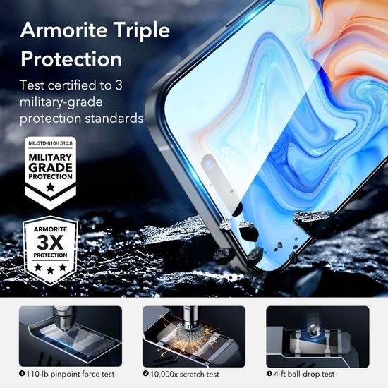 Armorit ESR Zaščitno kaljeno steklo, iPhone 15, črn