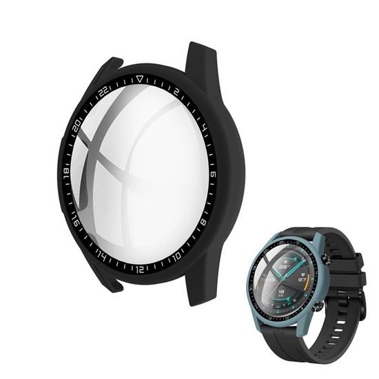 2-in-1-Hülle mit Glas für Huawei Watch GT 2, 46 mm, schwarz