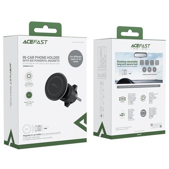 Acefast magnetni držač za telefon za ventilacijsku rešetku, crni (D6 crni)