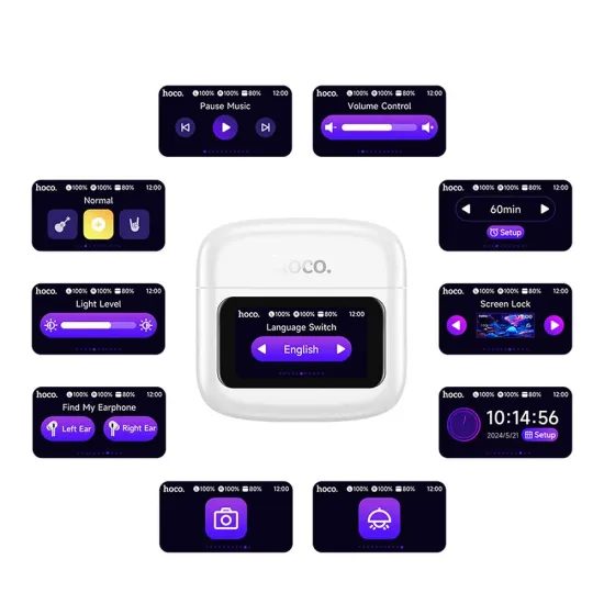 Hoco Ασύρματα Bluetooth Ακουστικά EQ14 με Οθόνη Αφής TWS, Λευκά