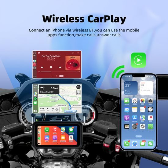 6" Motocyklový displej s Android 14, CarPlay a Android Auto, DVR kamerami a TPMS