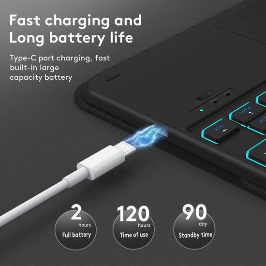 JP Μαγνητική θήκη με Bluetooth πληκτρολόγιο, touchpad, φωτισμό και βάση για stylus, Samsung Galaxy Tab S6 Lite, μαύρη