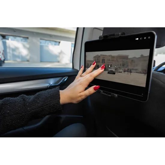 Univerzális tablettartó FIXED Passenger Max fejtámlára rögzítéssel és kihúzható karral, űrszürke