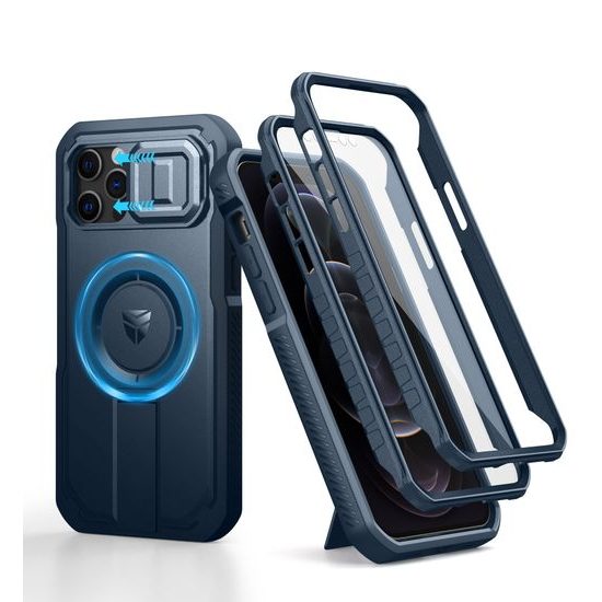 Custodia Dexnor MagSafe 360 Kickstand Camprotector iPhone 12 / 12 Pro, blu