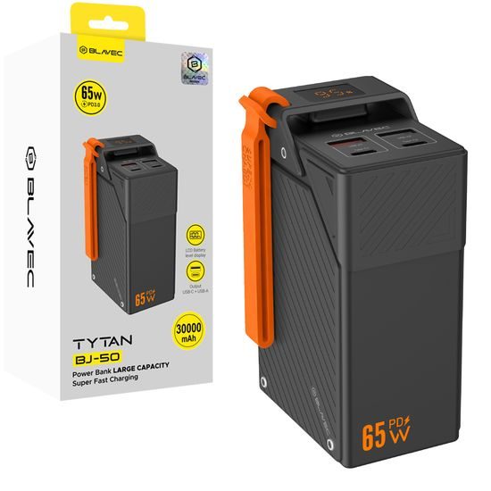 Blavec akupank BJ-50 30 000 mAh 65W 2× USB-C + 2× USB-A – must