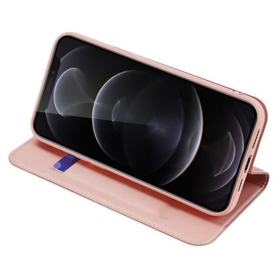 Dux Ducis Skin Leather case, preklopni etui, iPhone 13 Pro MAX, rožnat