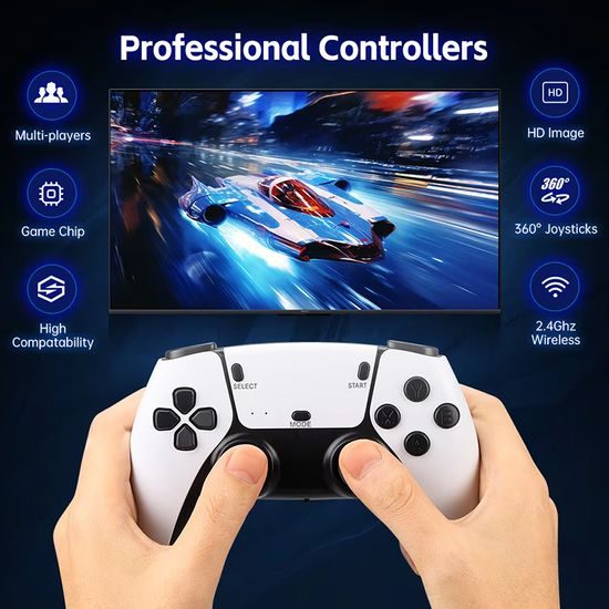 M15 Plus Retro konzol két vezeték nélküli kontrollerrel és tízezer játékkal, HDMI, Game Stick, 4K