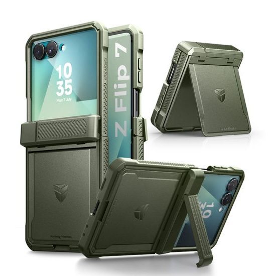 Dexnor 360 Kickstand obal Samsung Galaxy Z Flip 7, zelený