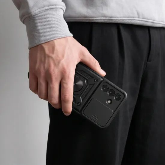 Tech-Protect CamShield Pro Schutzhülle für Samsung Galaxy A17 / A18 / A26 - Hybrid Case mit Kameraschutz und 360° Ring - Schwarz