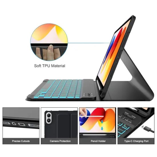 Θήκη Tech-Protect SC Pen + πληκτρολόγιο, Xiaomi Poco Pad M1 / Redmi Pad 2 Pro 12.1, μαύρη