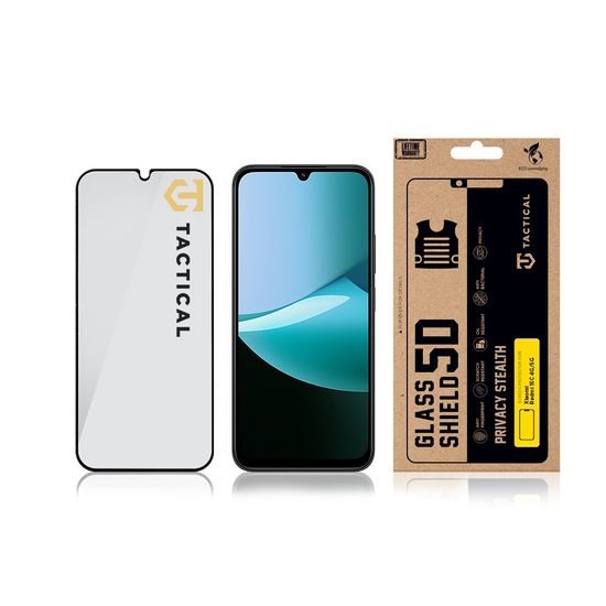 Tactical Glass Shield Privacy Stealth 5D γυαλί για Xiaomi Redmi 15C 4G / 5G, μαύρο