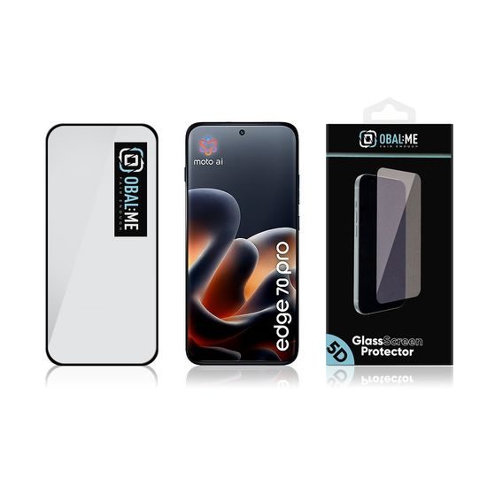 Motorola Edge 70 Pro apsauginis stiklas – OBAL:ME 5D grūdintas stiklas – juoda