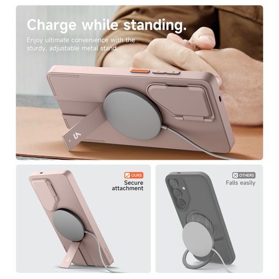 Suritch MagSafe Kickstand Camprotector Hülle Samsung Galaxy S25 Ultra, rosa